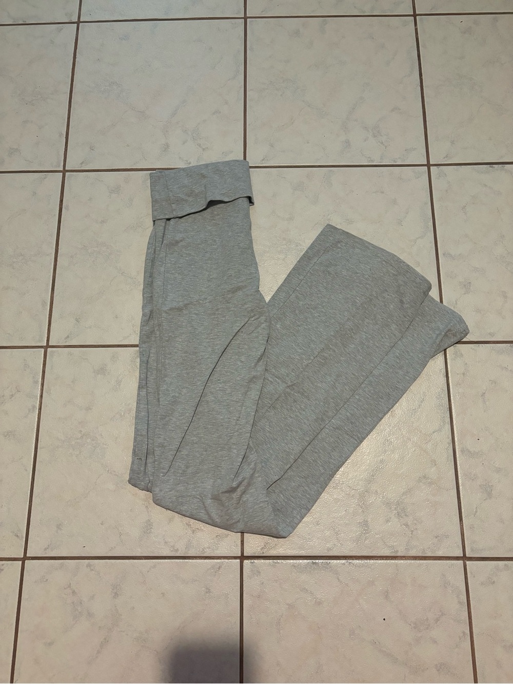 Garage Heather Gray Flared Leggings with Fold-Over Waist